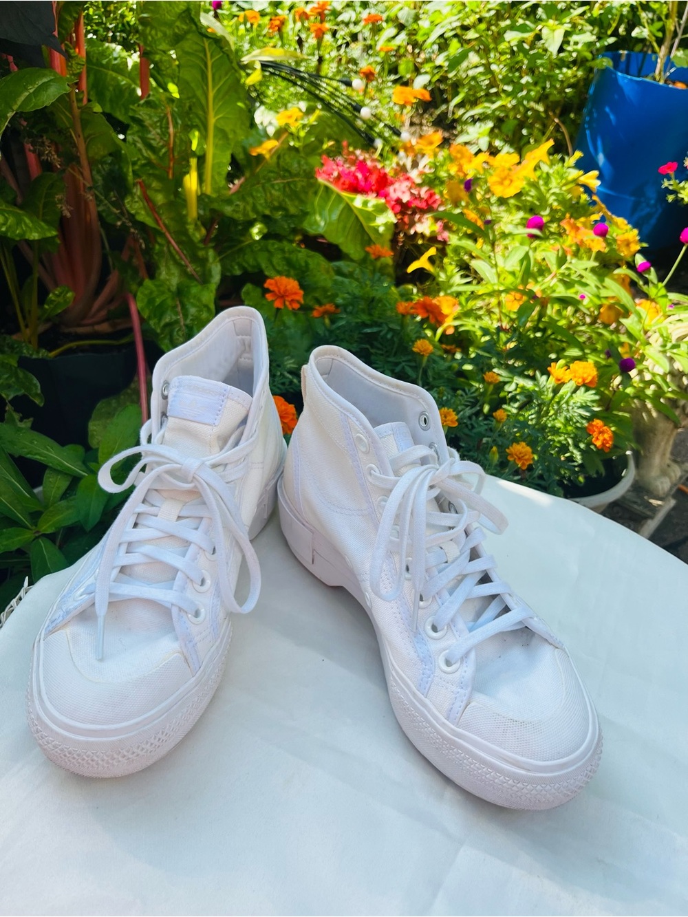 adidas White High-Top Canvas Sneakers - Women